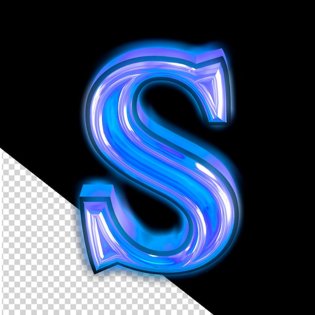 PSD glowing blue symbol letter s