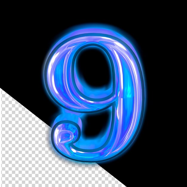 Glowing blue symbol number 9