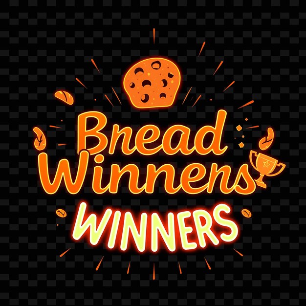 PSD glowing bread winners text radiates with neon brown and copper decora neon yummy typography designt