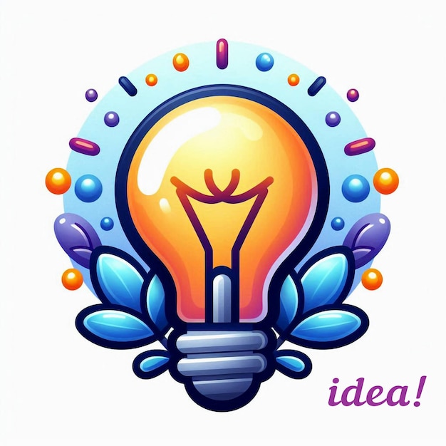 PSD glowing bulb light icon illustration representing great idea innovation symbol