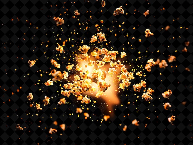 Glowing Caramel Corn Formed With Shattered Caramel Corn Kern Neon Color Food Drink Y2K Collection