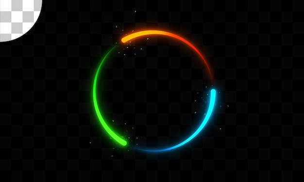 Glowing circle of rotating neon frame