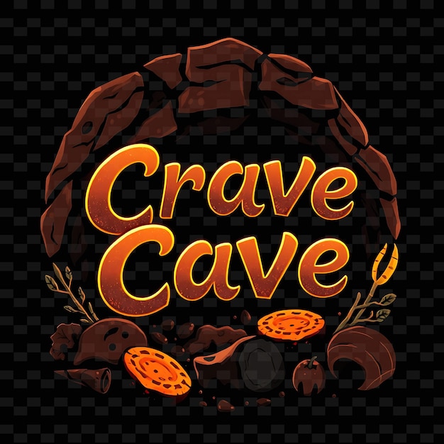 Glowing Crave Cave Text Radiates With Neon Brown and Copper Decorated Neon Yummy Typography Design