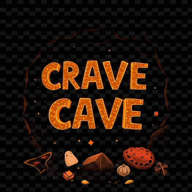 Glowing Crave Cave Text Radiates With Neon Brown and Copper Decorated Neon Yummy Typography Design