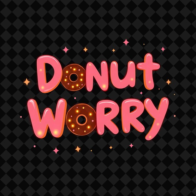 PSD glowing donut worry text flickers in warm pink and brown with shi png inspired neon food decorni