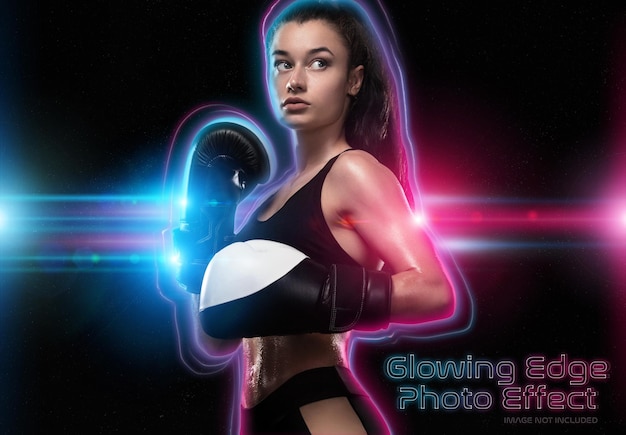 Glowing edge portrait photo effect Mockup