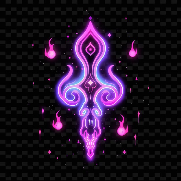 PSD glowing effect of a spirit guide with ethereal flames with n png creative neon line art designs