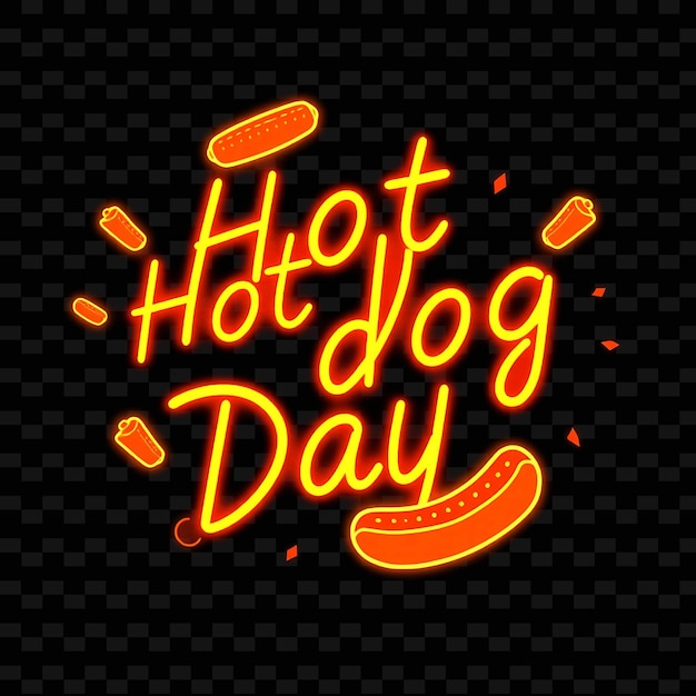 Glowing Hot Dog Days Text in Neon Orange and Warm Yellow With Hot Dog Neon Yummy Typography Design