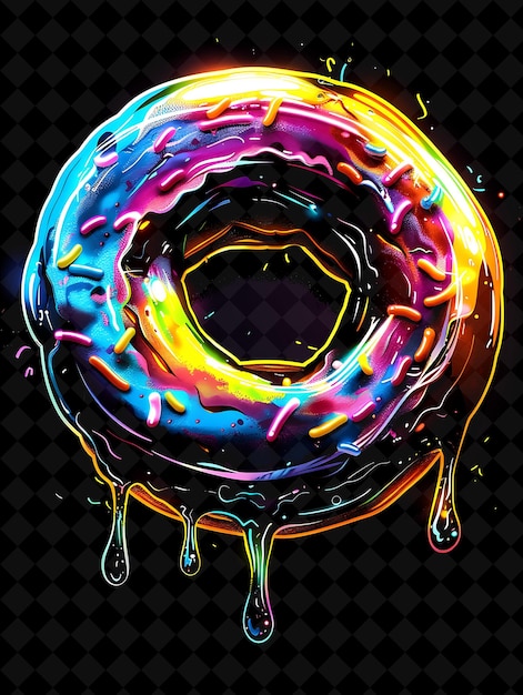 Glowing Jelly Donut Arranged With Jelly Filled Fragments Dri Neon Color Food Drink Y2K Collection