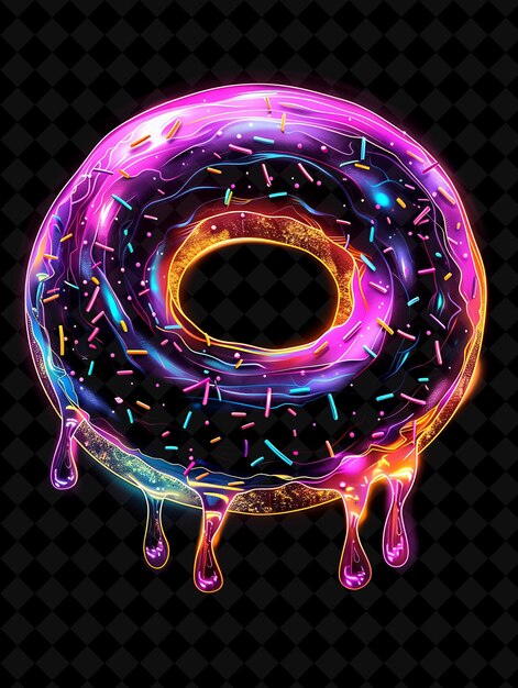 Glowing Jelly Donut Arranged With Jelly Filled Fragments Dri Neon Color Food Drink Y2K Collection