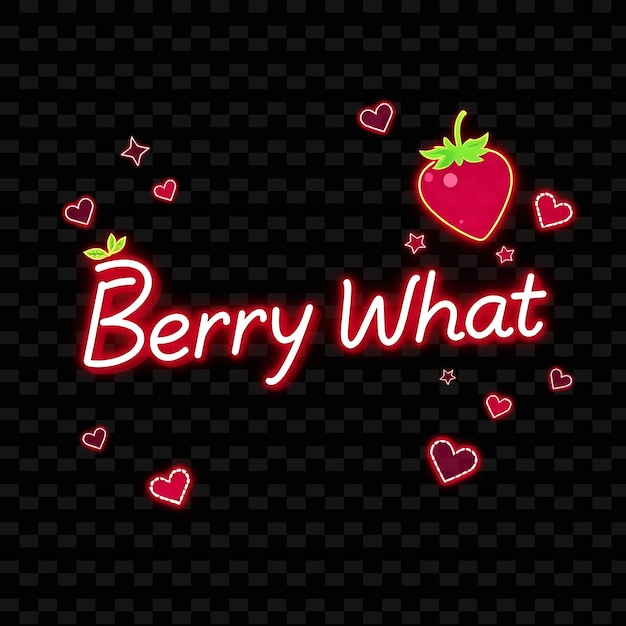 PSD glowing led berry what text pulses with neon vibrant crimson and pure neon yummy typography design