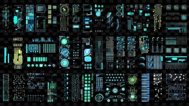 Glowing Led Strips Arranged in a Grid Circuit Board Collage Y2K Texture Shape Background Decor Art