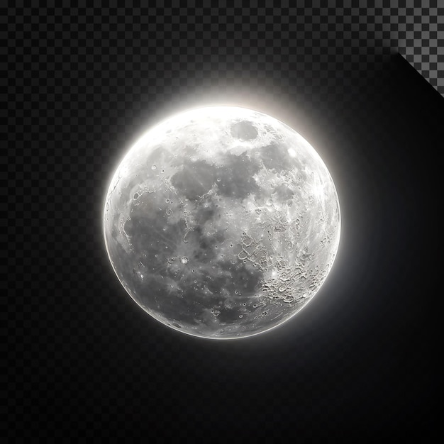 Glowing moon on transparent background