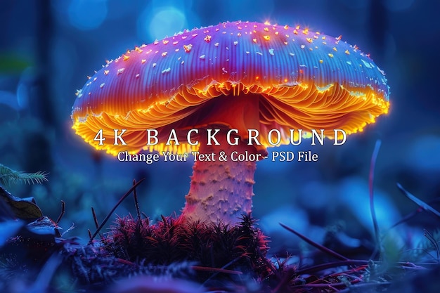 PSD glowing mushroom in a mystical forest