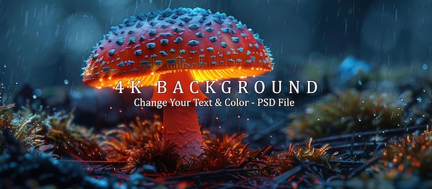 PSD glowing mushroom in a mystical forest