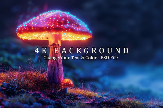 PSD glowing mushroom in a mystical forest