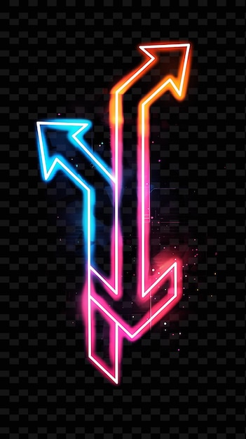 Glowing Neon Arrows Pointing in Different Directions Arrow T Y2K Texture Shape Background Decor Art