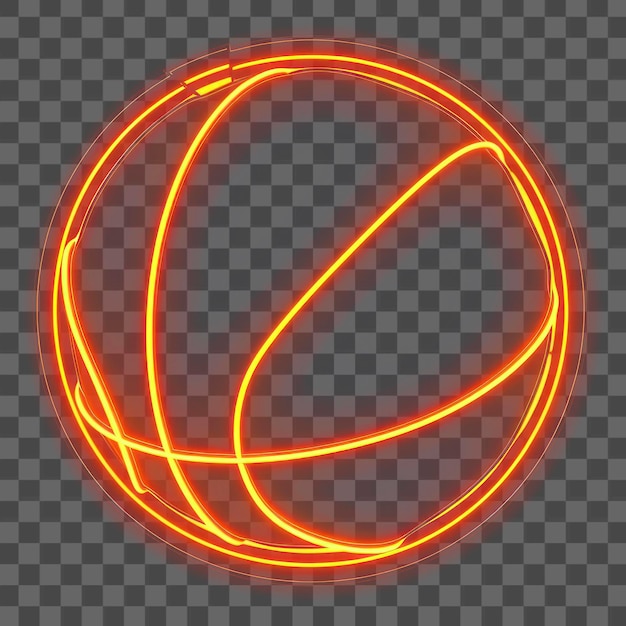 PSD glowing neon basketball illustration