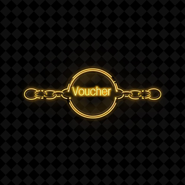 PSD glowing neon halo of voucher text in bright yellow encircled png y2k decorative sale post designs