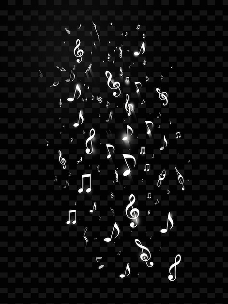 Glowing Neon Music Notes Floating Music Sheet Collage Effect Y2K Texture Shape Background Decor Art