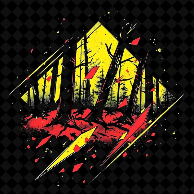 Glowing Neon Natural Disaster Forest Inside a Silhouette Tra PNG Neon Artistic Landscape