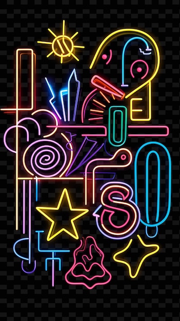 Glowing Neon Signs Overlapping and Flickering Neon Sign Shap Y2K Texture Shape Background Decor Art