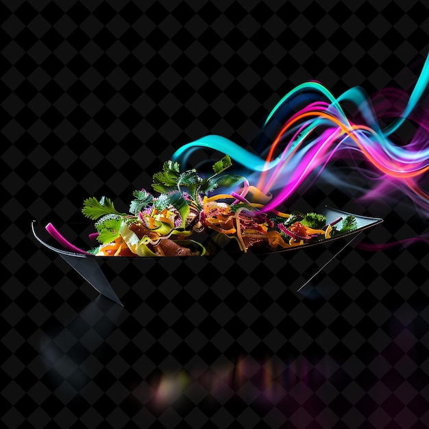 PSD glowing neon waves bnh m fast bites in a sleek modernist bla png neon food decor y2k collection