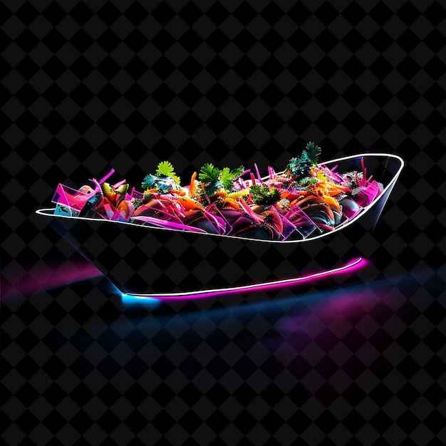 PSD glowing neon waves bnh m fast bites in a sleek modernist bla png neon food decor y2k collection