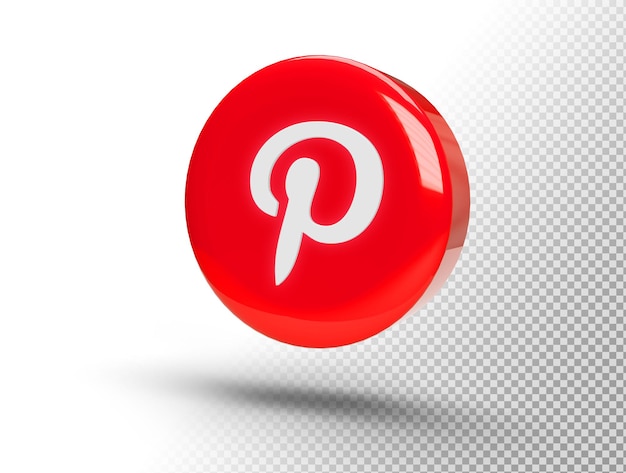 Glowing Pinterest logo on a realistic 3D circle