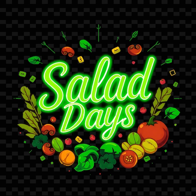 Glowing Salad Days Text Radiates With Neon Green and Emerald Decorate Neon Yummy Typography Designd