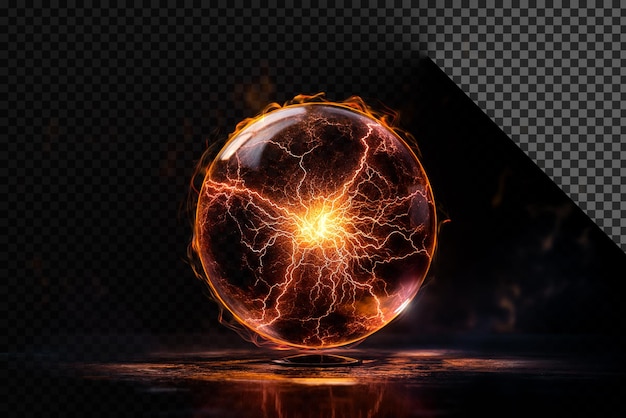 PSD a glowing sphere with a fireball in the center