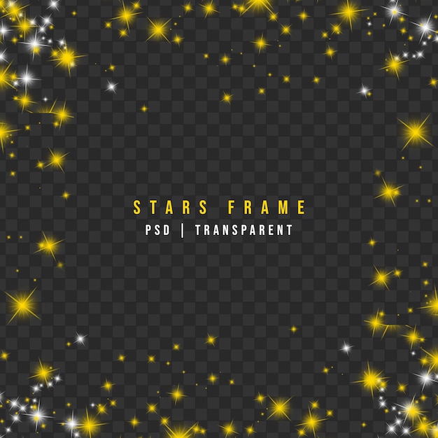 A glowing stars frame isolated on transparent background