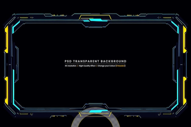 PSD glowing technology sci fi frame on transparent background