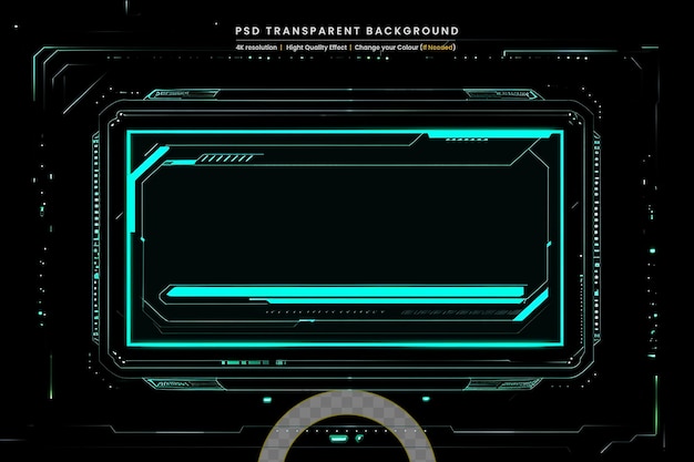 PSD glowing technology sci fi frame on transparent background