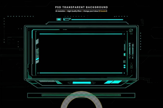 PSD glowing technology sci fi frame on transparent background