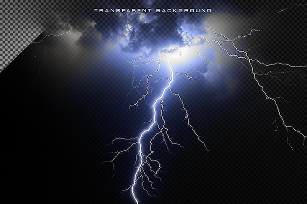 PSD glowing thunder lighting effect in transparent overlay