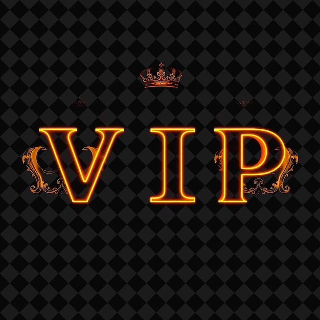 PSD glowing vip text illuminates in neon warm gold and copper with elegant crowns royal palace backdrop