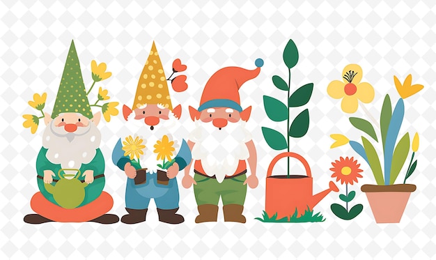 Gnome Characters Gardening Design Is Natural and Peaceful in Flat Illustration Festival Theme Art