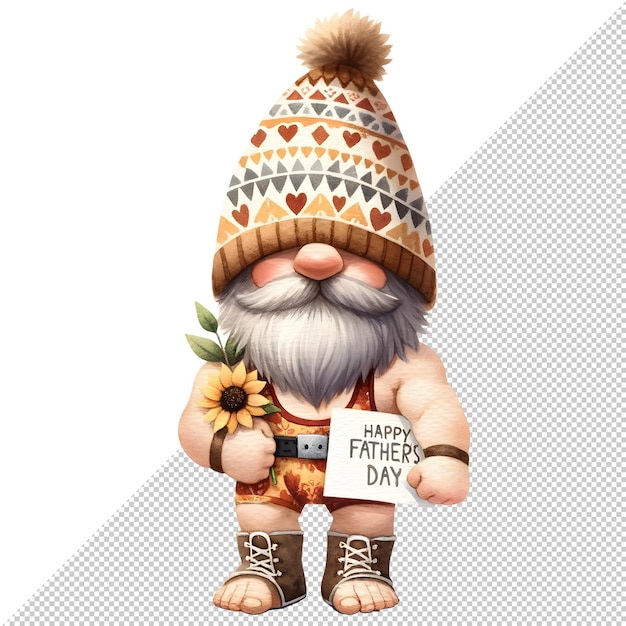 Gnome Fathers Day Watercolor Clipart Illustration