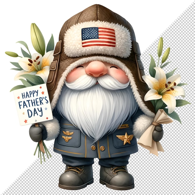 Gnome Fathers Day Watercolor Clipart Illustration