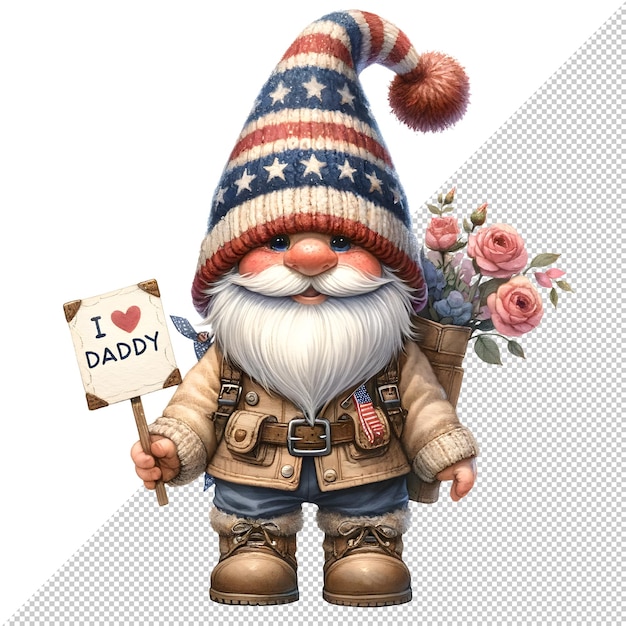 Gnome Fathers Day Watercolor Clipart Illustration