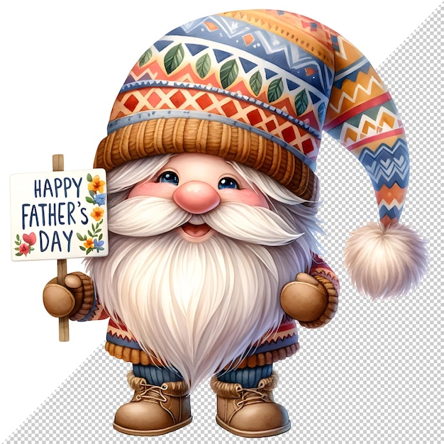 Gnome Fathers Day Watercolor Clipart Illustration