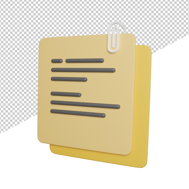 Goal Note Reminder side view 3d rendering icon illustration on transparent background