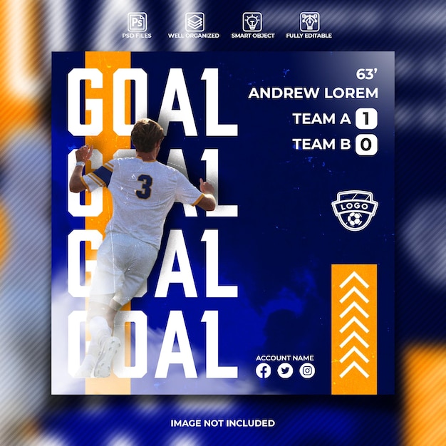 PSD goal scorer social media poster template