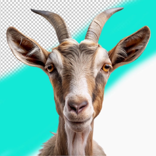 PSD goat face isolated on transparent background