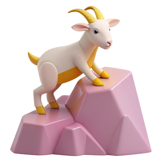 PSD a goat on top of a block of pink blocks