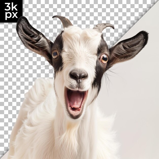 PSD a goat with a big smile on its face