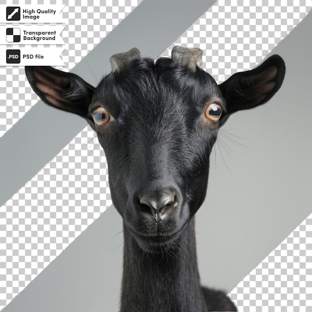 a goat with a black face and brown eyes is shown in a photo