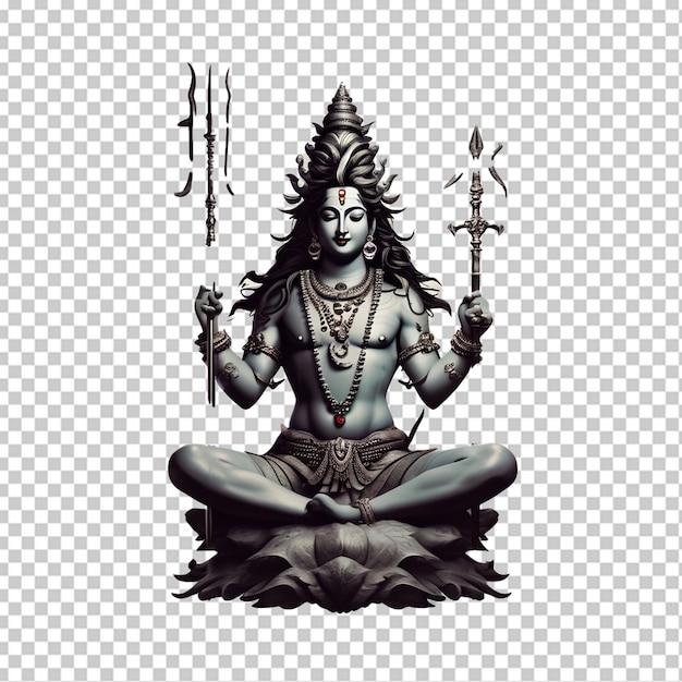 God Shiva without a background Shades of black and gray