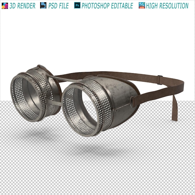 PSD goggles gym dumbbells 3d render psd